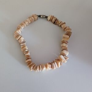 Vintage Natural Puka Voluta Shell Beaded Bracelet Barrel Clasp Bohemian Beach